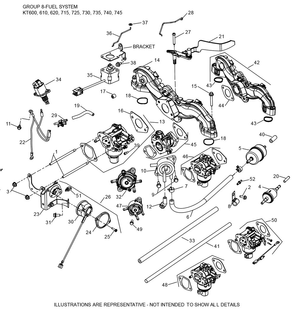 Kt735-3103 Fuel System Diagram and Parts List for KT735-3103  Cub Cadet Lawn Tractor